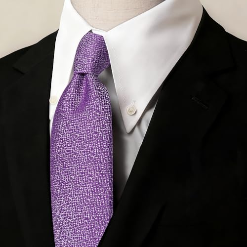 Image of Barry.Wang Skinny Ties for Men Cashmere Wool Blend Necktie with Tie Clip | Tie and Tie Clip Set, Cashmere Wool Blend, Textured Woven Stripe, 2.76 x 63 Inches, Extra Long Slim, Wedding Work Winter