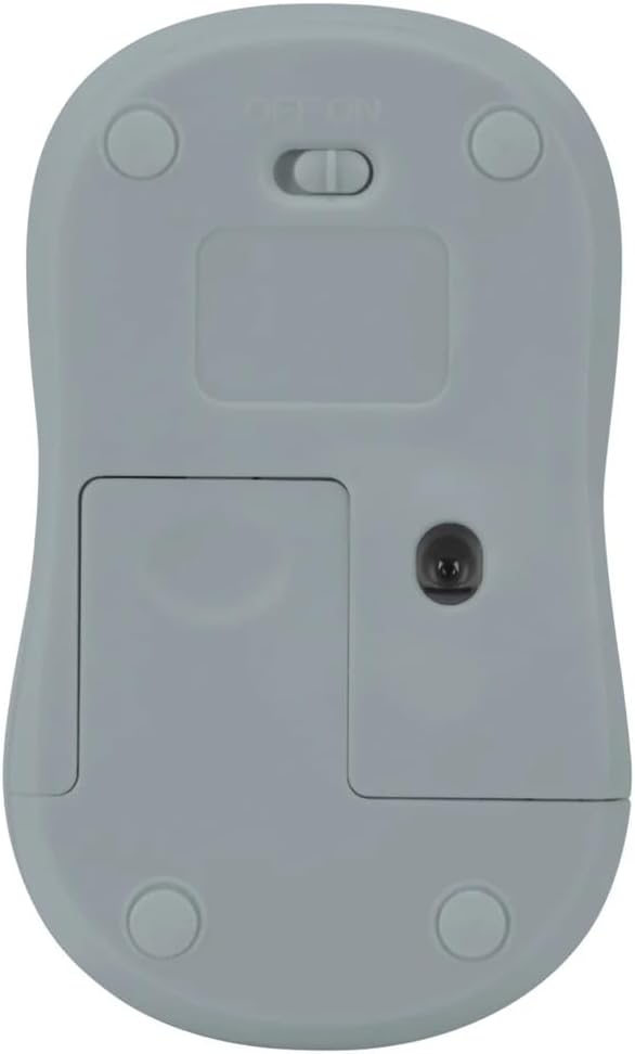 A baix view of Targus W600 mouse showing battery compartment and ON/OFF switch
