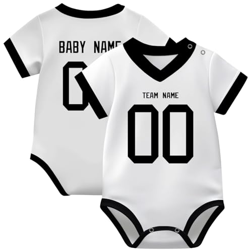 Image of KREDE Baby Clothes Unisex Bodysuit Jersey Style Custom Name Number for Baby Boys