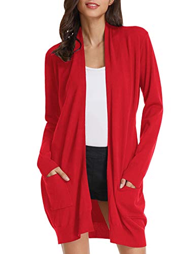Image of GRACE KARIN Long Cardigan for Women Lightweight Open Front with Pockets | Oversized Cardigan Sweaters for Women, Soft Knit, Casual Fall Clothes, Layering Piece for Fall, Winter & Office Wear