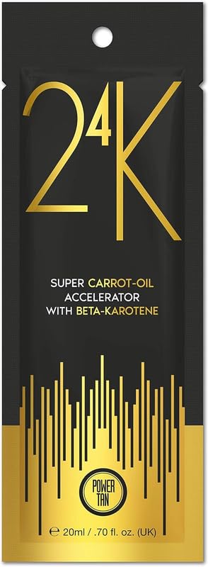 Power Tan 24K Super Carrot Oil Tanning Accelerator 20ml – DHA-Free, Fast Acting Dark Tan Booster with Beta-Karotene – Tingle-Free Tanning Lotion with Hydrating Formula & Pomegranate Fragrance