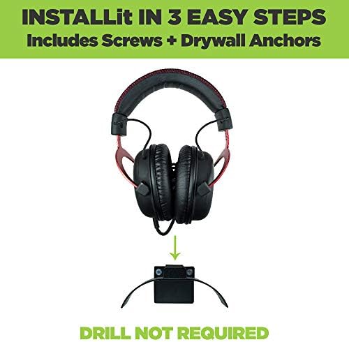 HIDEit Mounts Uni-H Universal Headset Wall Mount - American Company, Black Steel Gaming Accessories for Gaming Headsets, Headphones, VR Headsets and More — view 5