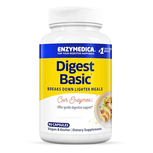 Enzymedica, Digest Basic, Digestive Enzymes, 90 vegan Capsules, High Dose, Soy Free, Vegetarian, Gluten Free, Non-GMO