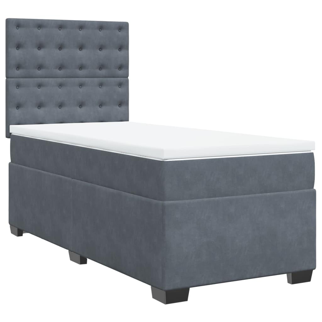 IKAYAA Cama 100 x 200 cm Completa con Colchón,iluminación LED, Topper y Cabecero, Cama Tapizada 100 x 200 cm con Colchón - Cama con Colchón y Somier Gris Oscuro