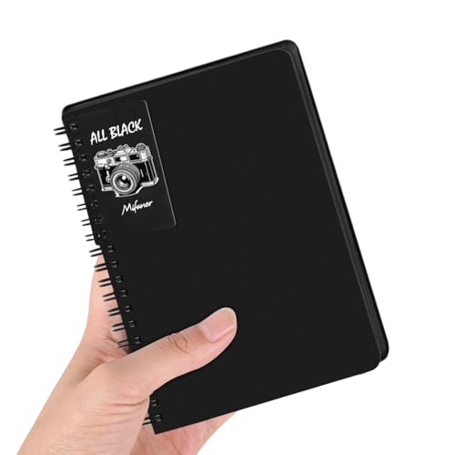 5x7in Black Paper Mixed Media Sketchbook, 110gsm Spiral...