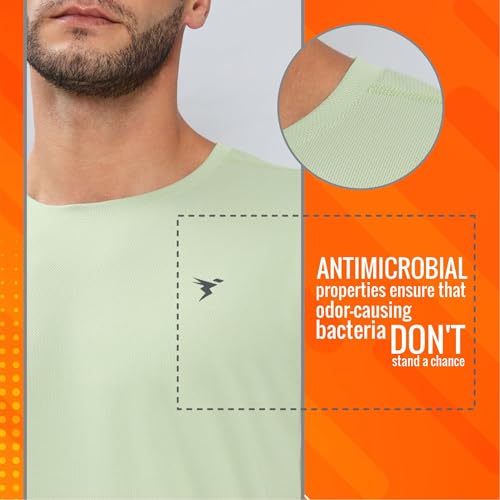 Image of TECHNOSPORT Men's Slim Fit Polyester Activewear Sports T-Shirt with Moisture-Wicking Comfort for Workout, Running & Gym