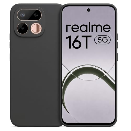 Image of FIRST MART Matte Silicone Back Cover for Realme 16T - Black