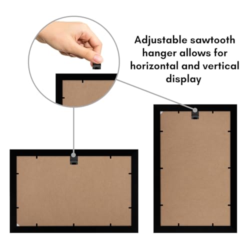 Image of Americanflat 8.5x14 Picture Frame with Shatter-Resistant Glass - Set of 2 - Signature Collection - Gallery-Style Frames Made of Engineered Wood - Picture Frames for Wall Display - Black