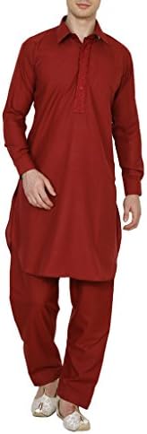 Royal Kurta Big Boy's Cotton Blend Pathani Suit 42 Red