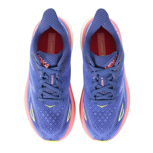 Hoka Clifton 9 Wide Women's Running Shoes Blue Pink2