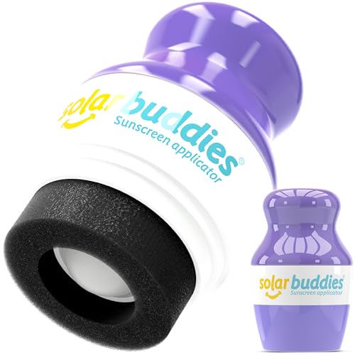 Image of Solar Buddies Sunscreen Applicator – Purple– Refillable Roll-on Sponge for Sunscreens & Lotions – For Kids, Adults & Families – Holds 3.4Fl Oz – Perfect for Travel