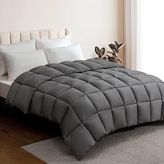 100% Viscose from Cooling Bamboo Comforter for Hot Sleepers- Breathable Silky Soft Bamboo Duvet Insert Queen Size-with 8 Corner Tabs- All Season Comforter (88x88 Inches, Grey)