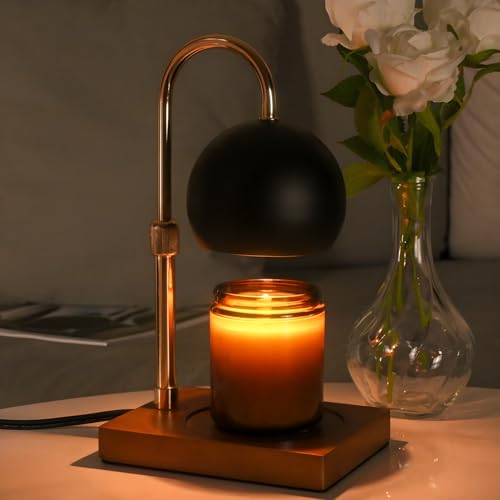 Candle Warmer Lamp Timer - Birthday Gifts for Women Mom Grandma, Mothers Day Gifts, House Warming Gifts New Home Decor Modern Farmhouse Decor with 2 Bulbs Wax Melt Compatible All Jar Candles Blackgold