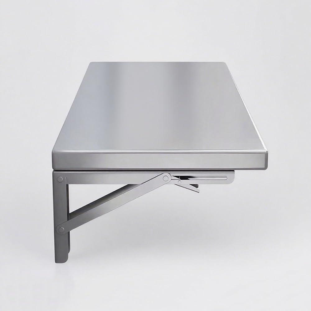 GJZQDKX Stainless Steel Wall-Mounted Folding Table, Space-Saving Dining Desk, Versatile Computer & Laundry Workbench with Brackets, 120x30cm for Small Spaces