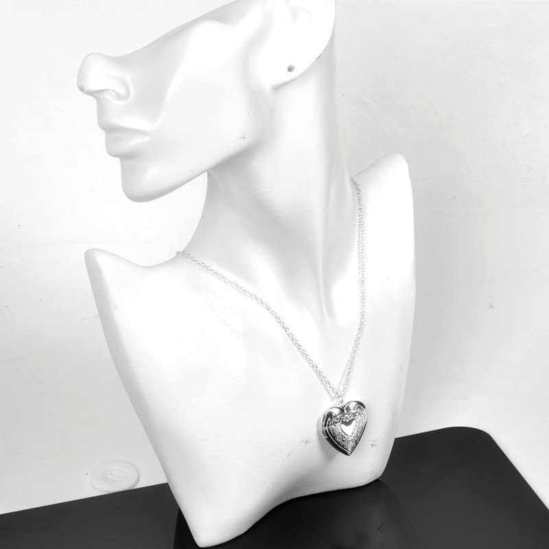 YALLNASL Heart Locket Necklace that Holds Pictures Silver Heart Shaped Locket Necklaces for Women Adults Photo Locket Necklace Lockets for Women Best Friends Gifts - Image 2