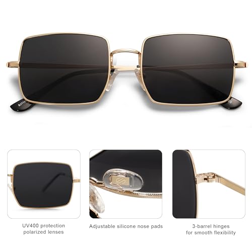 SOJOS Polarized Sunglasses for Womens Mens,Rectangle Polygon Retro Vintage Shades Classic Vintage Shades SJ11684