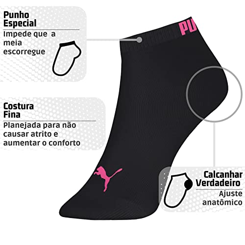 Kit 09 Pares Meias Puma Sapatilha Cano Curto Feminino Adulto | 3 Branco - 3 Lilás Claro - 3 Preto |