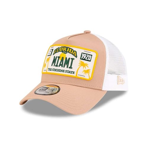 New Era Adjustable A-Frame Trucker Cap - Florida Miami Beige