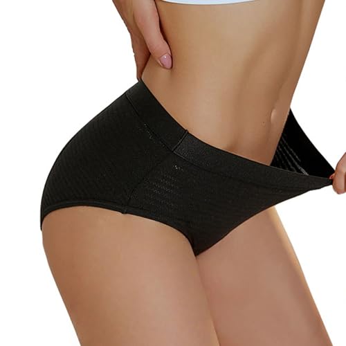 GJXWD Mujer Bragas Menstruales Braguita para Regla Período Flujo Moderado Ropa Interior Algodon Bragas Regla para La Menstruación E Incontinencia LigeraBlack,L