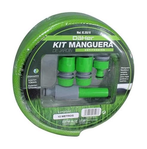 Kit de manguera de jardín de 15 metros, resistente, flexible, con conectores. Ideal para riego de plantas y limpieza exterior.