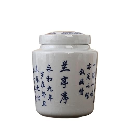 EINES Pantry Storage Containers Sealed Teapot Large Ceramic Jar Portable Household Poetry Tea Box Packaging Tea Can Ceramic Containers for Tea, Coffee, Flour, Sugar,(D)