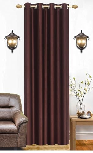 Image of WOAH Modern Solid Long Crush Curtain Door CCurtain Polyester Weaved Parda Modern Parde for Living Room Bedroom Home Office Screens Eyelet Ring Brown 7Feet(Pack of 1)