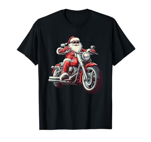 Festlicher Weihnachtsmann brüllt auf einem Motorrad Kostüm T-Shirt