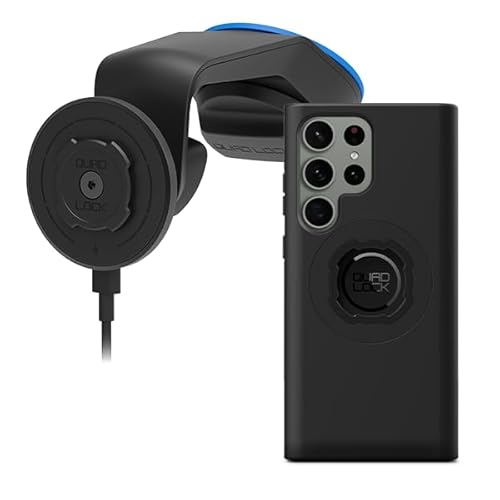 QUAD LOCK Soporte de Ventosa para Teléfono de Coche para Parabrisas/Salpicadero con Cabezal de Carga Inalámbrica mag V2 y Funda mag para Galaxy S23 Ultra