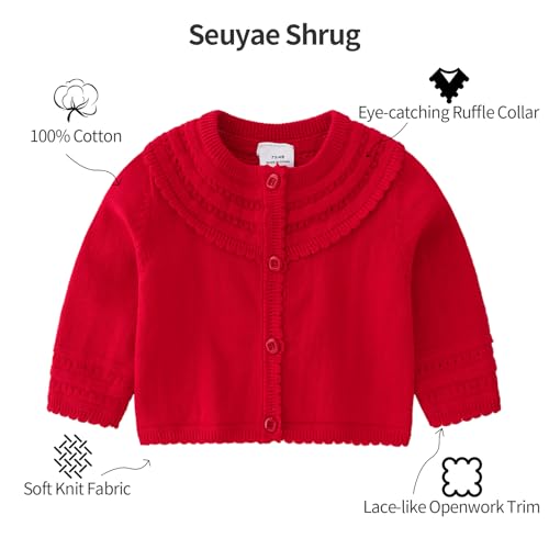 Baby Girl Cardigan Shrug Button Closure Cotton Ruffle Collar Knit Sweater2