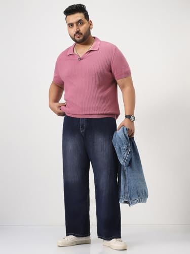 Image of Urbano Plus Men's Loose Baggy Fit Washed Denim Jeans Non-Stretchable