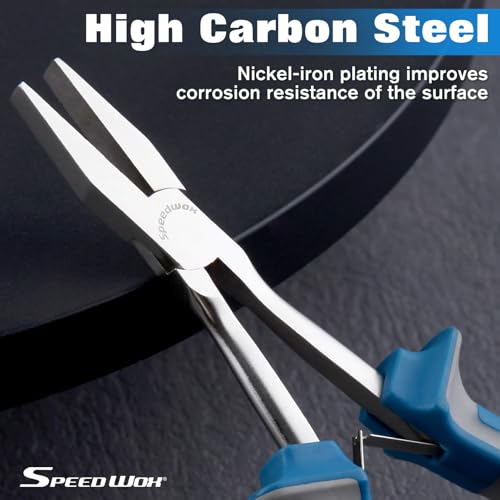 Image of SPEEDWOX 6 Inches Long Reach Flat Nose Pliers Smooth Jaws Duckbill Pliers | Precision Duck Bill Fine Pliers for Hard to Reach Narrow Spaces, High Leverage, Non-slip Handles Small Plier Thin Long Handle