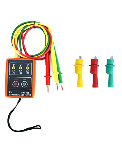QWORK Professional 3-Phase AC Voltage Tester with LED Display and Buzzer Indicator, 60V~600V