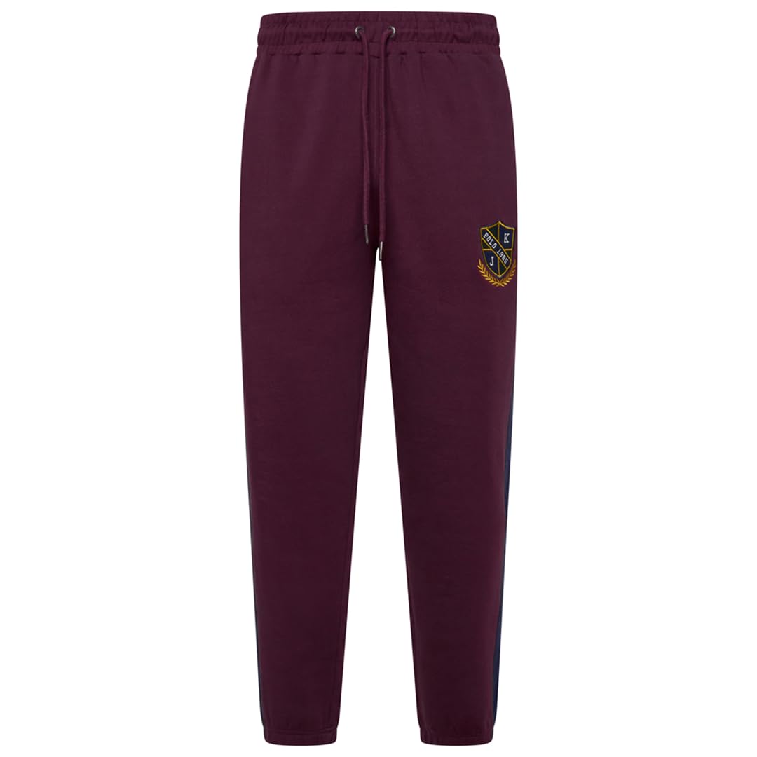 Kam Men's Red Jeanswear Polo Club Panelled Cuffed Joggers - 8XL