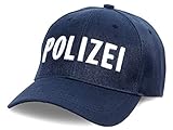 Shirt-Panda Herren & Damen Polizei Cap 3D-Stick - Baseballmütze Verkleidung Kostüm Basecap Police Sonnenschutz Kappe Cop Dunkelblau (Stick Weiß) One Size