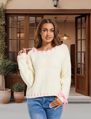 Women's Sweater Cute Long Sleeve Off The Shoulder Pullover Tops Casual Outfits2