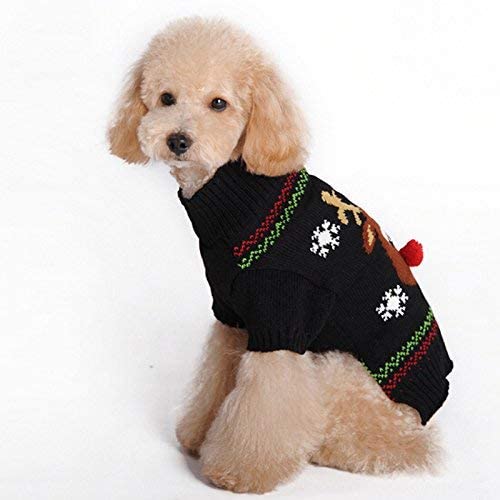 ABRRLO Hunde Kostüme Hundebekleidung Baumwolle Pullover feiern Weihnachten-Tag Winter Mantel Strickpullover Haustier Hund Pullover Haustier Kostüm Fashion Urlaub Party Geschenk (M, KitzE)