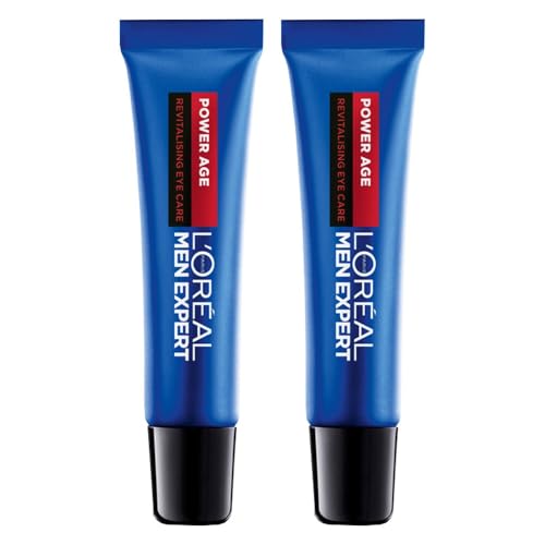 L'Oreal Paris DOUBLE L'Oreal Men Expert Power Age Eye Cream With Hyaluronic Acid, Reduces Fine Lines, Dark Circles & Puffiness, Revitalises Eye Contour, 15Ml