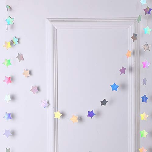 Amazon.com: 39Ft Iridescent Party Supplies Hanging Stars Garlands for ...