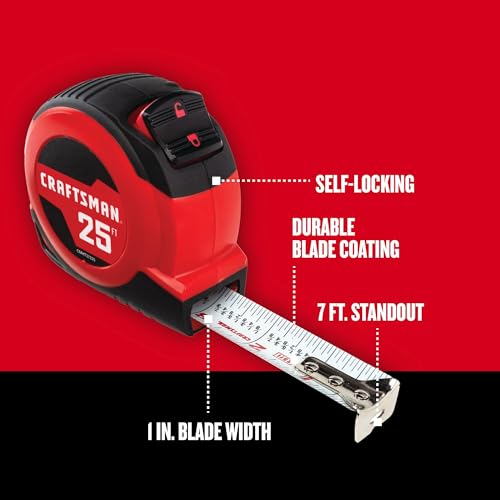 Image of CRAFTSMAN 25-Ft Tape Measure with Fraction Markings, Retractable, Self-Locking Blade (CMHT37225)