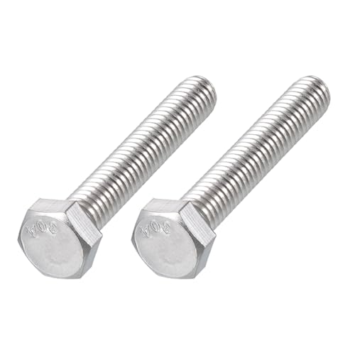 Image of METALLIXITY Hex Head Bolts (5 /16-18 x 2 inch) 2Pcs, 304 Stainless Steel 18-8, Fully Threaded, External Hex Drive, Plain Finish, Hex Head Screw Bolt, Silver