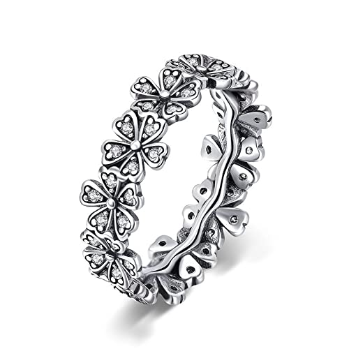 Bague marguerite empilable pour femme en bijoux de mariage élégants