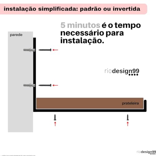 RIO DESIGN99 Mão Francesa 35cm Cantoneira Invertida - Preta - 2 Unidades - Reforçada Industrial Supo
