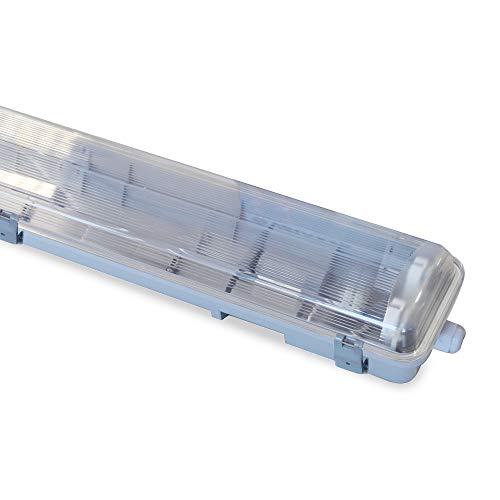 Velamp Vuota Nepf218 Esterno Impermeabile Ip65 Per 2 Tubi Led. Plafoniera Da Giardino. Pre Cablata. Montaggio Semplice. Lunghezza 66,5Cm, Grigio