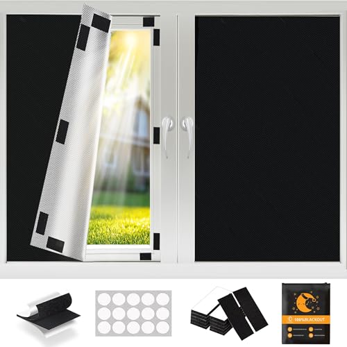 Fenster Verdunkelung 200x145cm - Dachfenster Verdunkelung mit Klettband,100{026727fca7956621b1ec3f88f0ccfcd55634652d1c90093ed09337efa8feeda7} Lichtblockierende Verdunklungsfolie für Fenster,420D Verdunklungsrollo Ohne Bohren,Sonnenschutz und Verdunklungsstoff