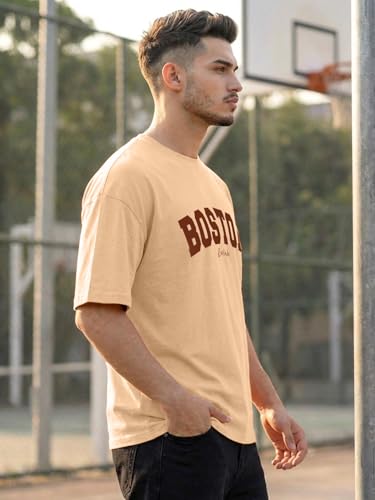 Image of LEOTUDE Men's Half Sleeve Round Neck Cottonblend Graphic Print Oversized Tshirt for Man