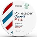Sapiens Cera Capelli Uomo 110 ml - Cera Capelli BIO - Effeto Matt - Pomata Styling Capelli - Formula Professionale - Profumo Mentolato