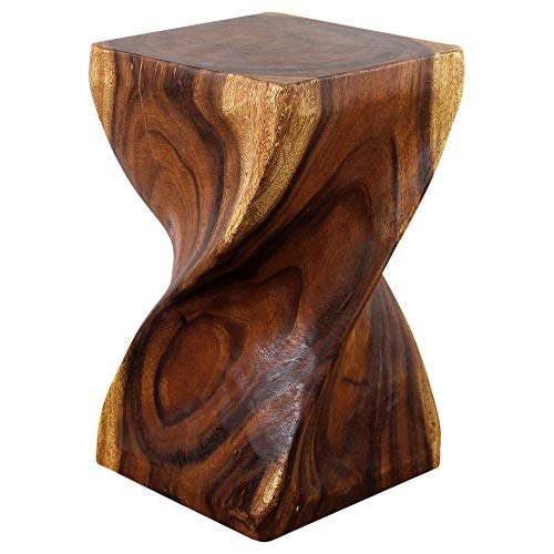 Haussmann® Big Twist Wood Stool Table 12 In Sq X 20 In H Walnut Oil #TOP4