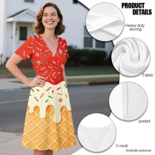 Image of Women's Summer Dresses Short Sleeve Formal Dresses with Pockets | Lightweight polyester fabric delivers cool airflow during hot summer outdoor activities