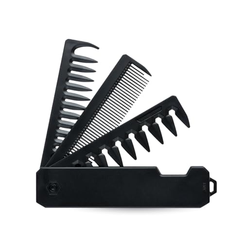 Peine Plegable Portátil para Hombre Negro miniatura 1