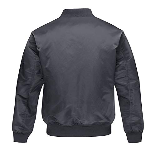 MAGNIVIT Men\'s Softshell Jacket Rib Knit Bomber Jacket Varsity Baseball Jacket Dark Grey - Thumbnail 2